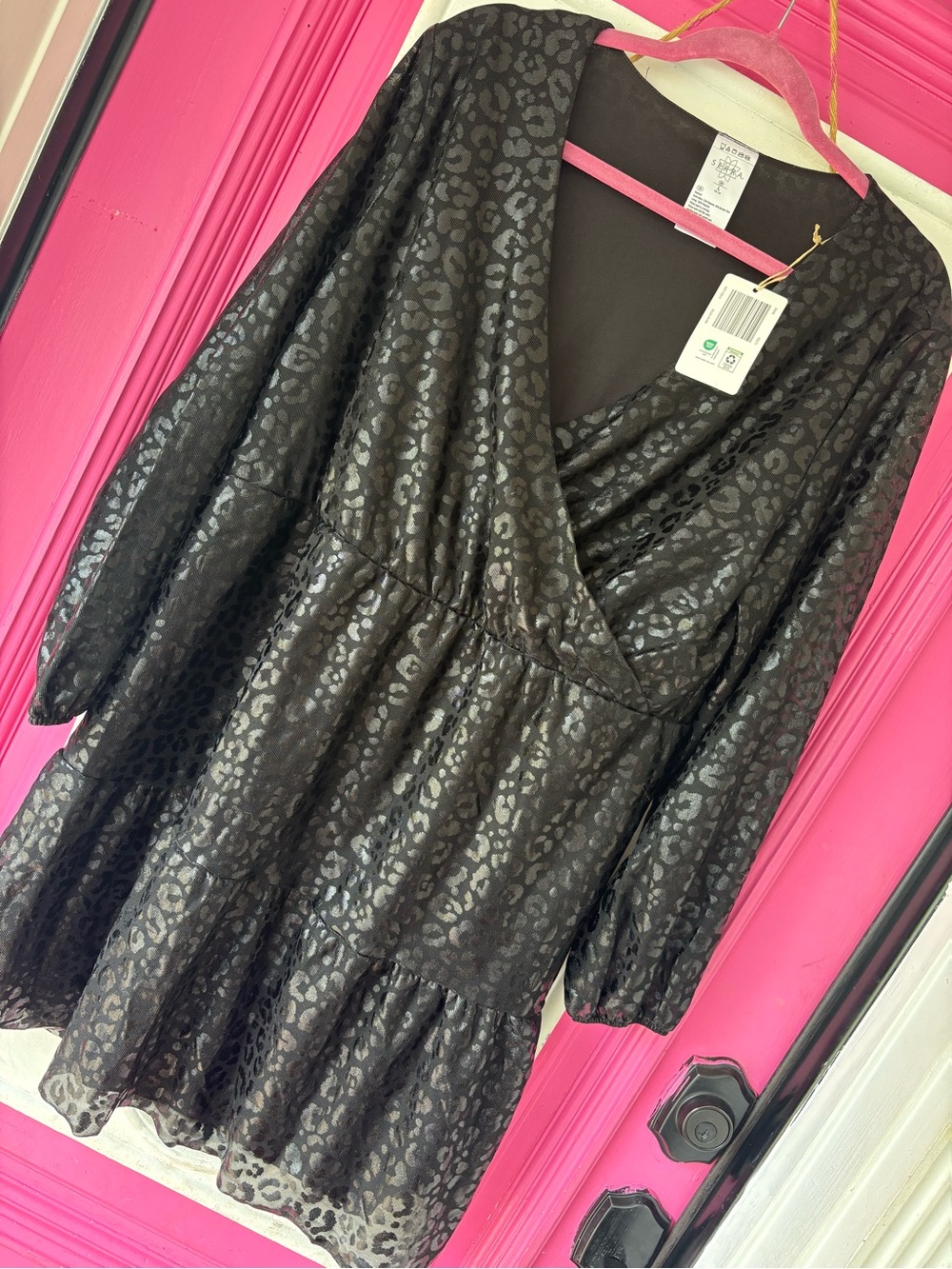 Serra Black Leopard-Print Wrap Mini Dress